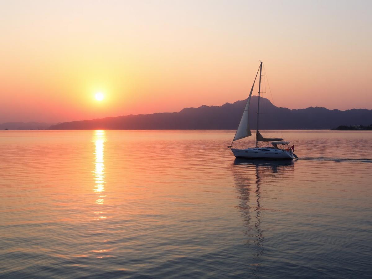 Sailing boat on the Mar Menor at sunset